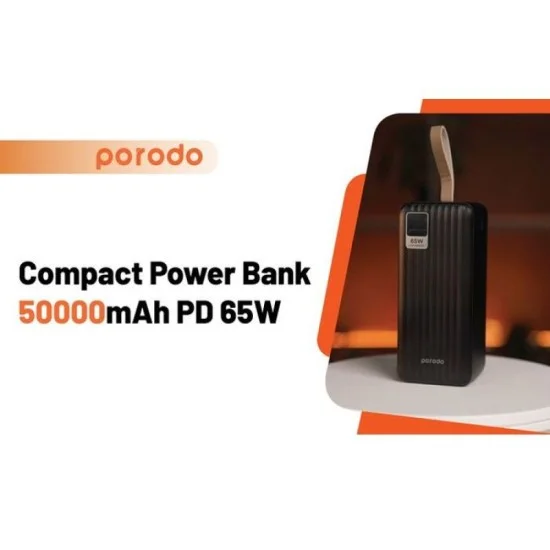 Porodo Compact Power Bank 50000mAh PD 65W - Black